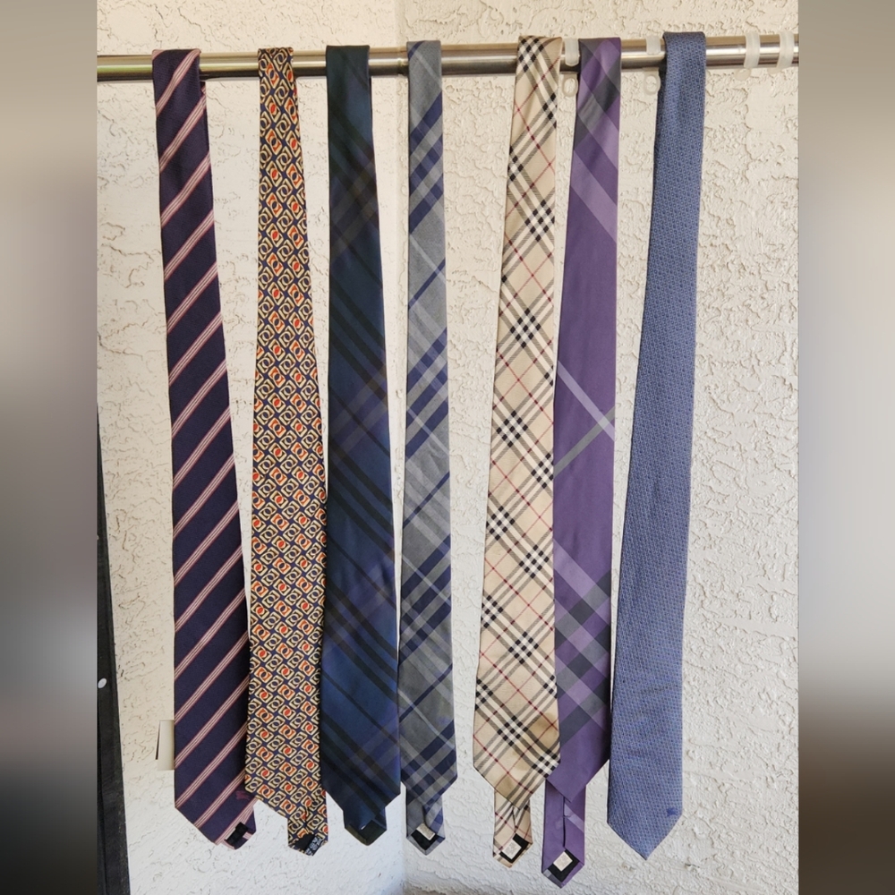 Burberry All  7 Ties 100% Auth